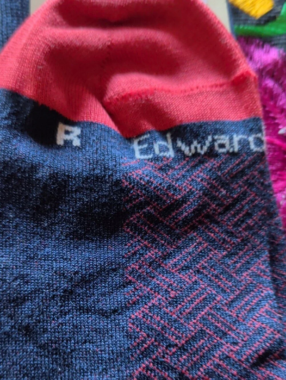 Burgundy Dress Socks with Navy Accents
